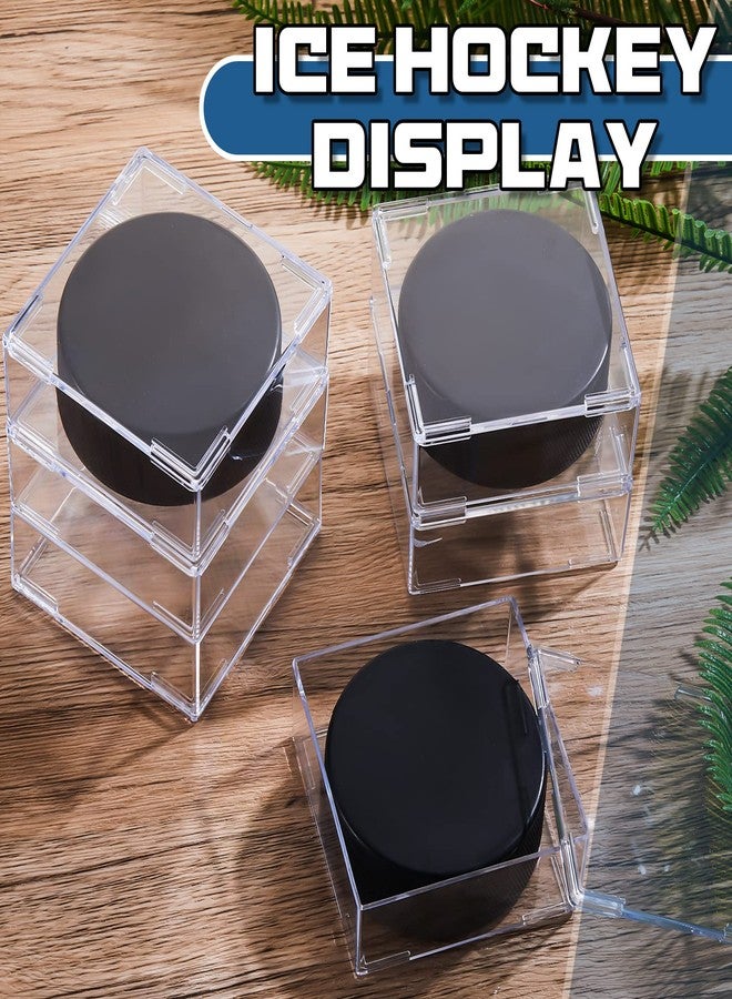 Marsui 48 Pcs Hockey Puck Display Case Cube Acrylic Square Hockey Puck Holder Snap Design Plastic Holder for Displaying, Clear, 3.13 x 3.13 x 1.3 Inches - Image 3
